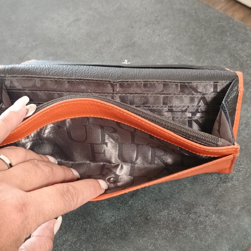 Furla Tangerine Pebbled Leather Continental Wallet - Silver Bow Edition GUC - Picture 3 of 14